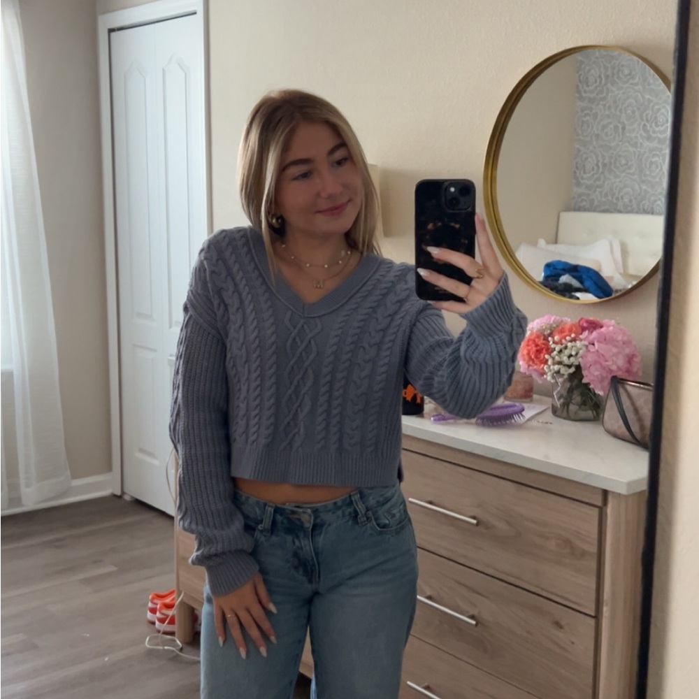 Aeropostale Blue Cable Knit Sweater